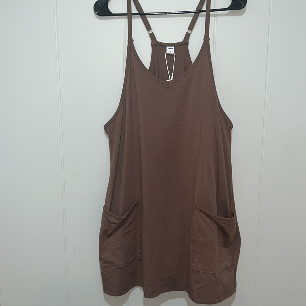Brown athletic dress with built in one piece